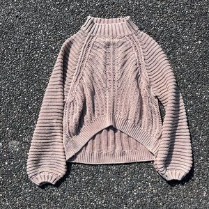 Free People Rose/Beige Sweetheart Knit Jumper Sweater XL EUC